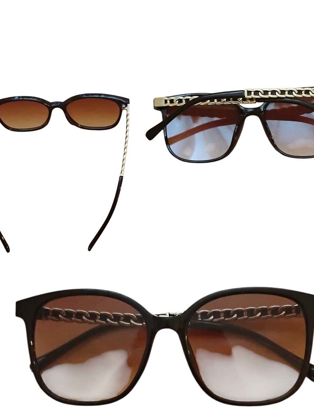 Brown Chain-Accent Women's Sunglasses